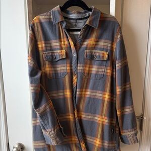 Men’s JETTY Gray and Orange Plaid Button-Up Shirt